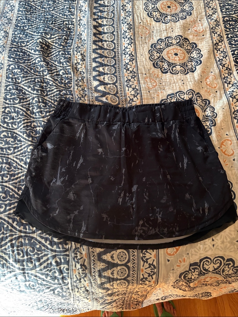 RBX Black Active Mini Skort with Subtle Marble Pattern